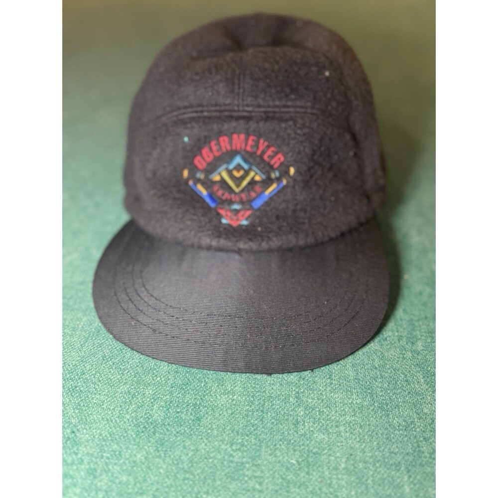 Obermeyer Ski Snow Skiwear Black Fleece Hat Cap Adult One Size Vintage 90s